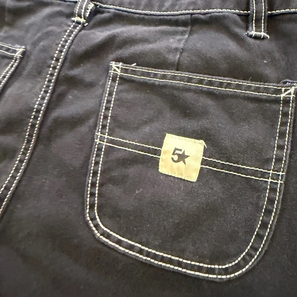 Five Star General Jerry Leigh Mens Black Denim Shorts Contrast Stitch Raw Hem 30